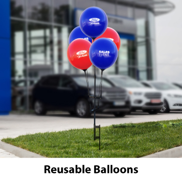 Reusable promotional balloons outside a dealership