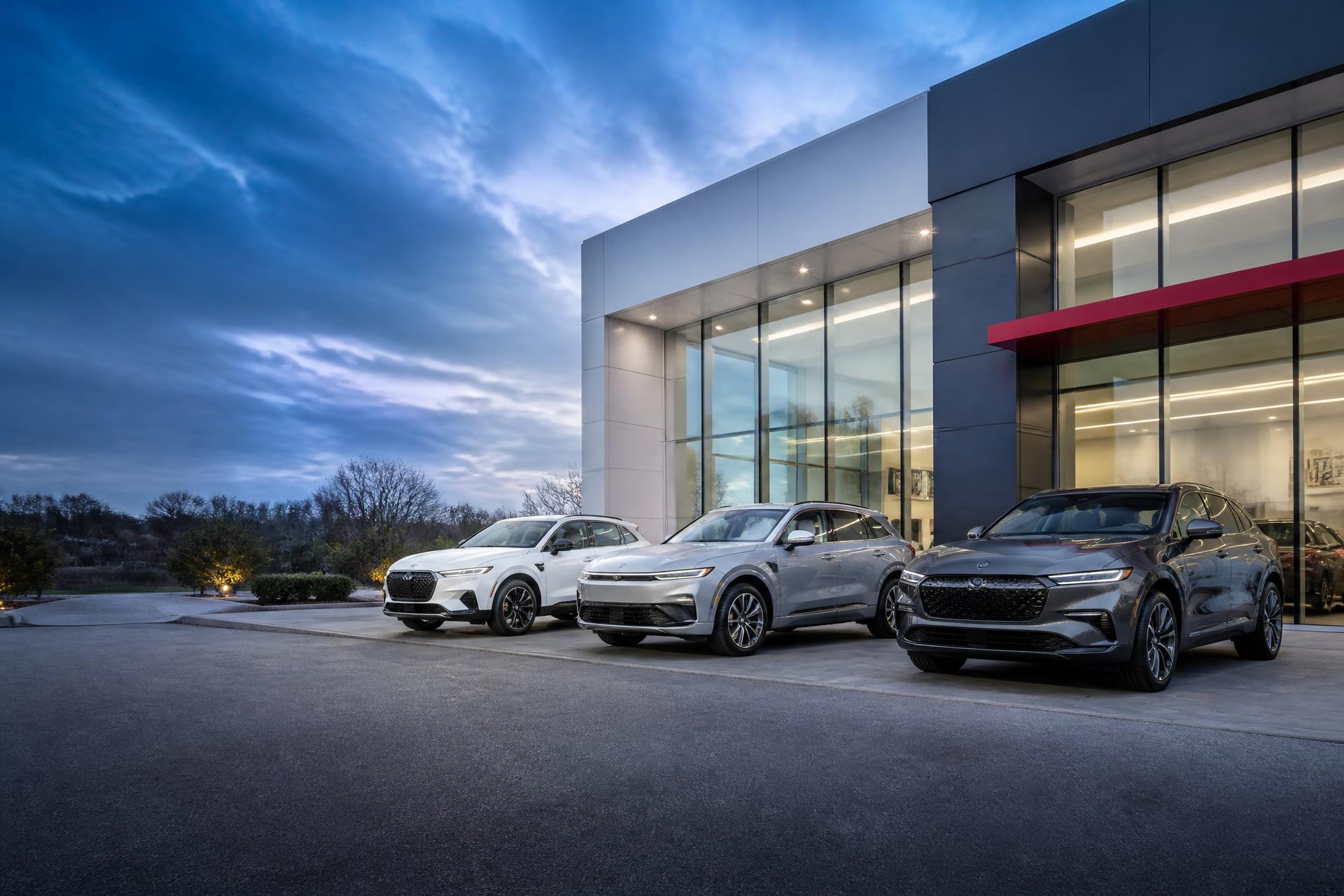 Modern automotive dealership with vehicles ready for sale